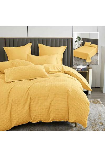 Pucioasa Natur Uni Stripe Bed Linen 6 Pieces With Sheet (Yellow)
