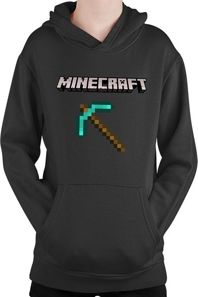 OEM Minecraft Logo Stone Pickaxe Open World Pixels Kids Hoodie
