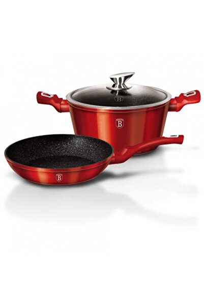 Berlinger Haus Set de gătit cu 3 piese, cu înveliș din marmură - linie metali...
