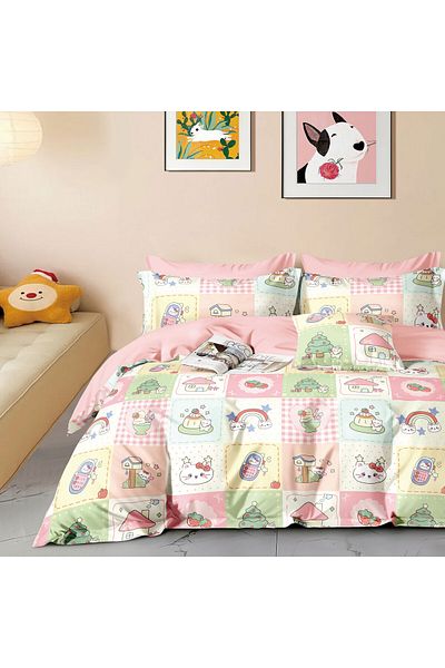 Pucioasa Printed Percale Bed Linen (Prc201) - King Size 6 Pieces