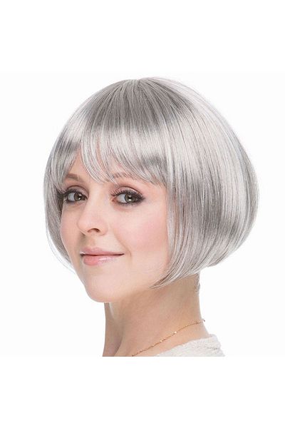 CONAHOME Gray Silver Color Straight Cut Lined Blunt Party Wig