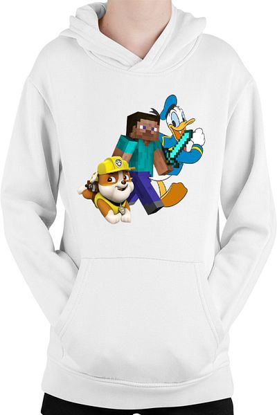 OEM Minecraft Paw Power Donald Duck Steve Gameplay Kids Hoodie
