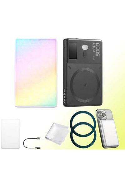 Godox 2-in-1 Phone Selfie Light & Magnetic Power Bank - RGB Mobile Photography light (MA5R Black)