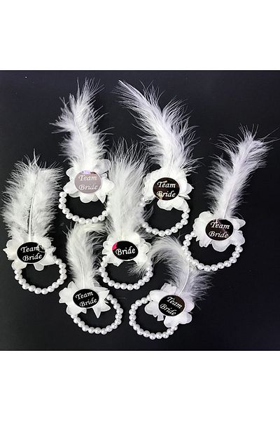 CONAHOME Bridesmaid Bracelet with Pearls Silver Color Plexiglass White Otrishi 7 Pieces