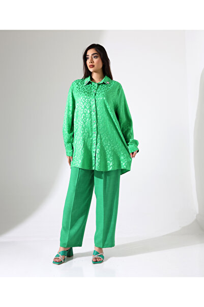 Fi'l Arz Fashion Satin Embroidery Sofia Linen Shirt Suit