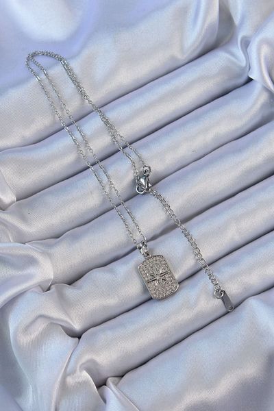 CONAHOME 316L Steel Chain Silver Color Zircon Stone Vintage Necklace with Pole Star - Tj-Bko9124