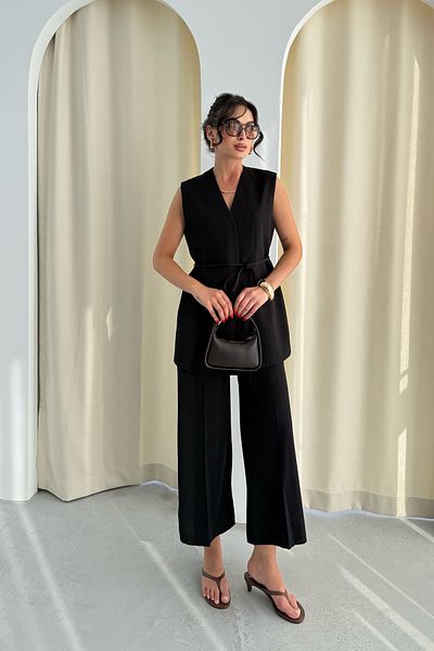 Seda Yalçın Atelier Black Side Zipper Palazzo Pants