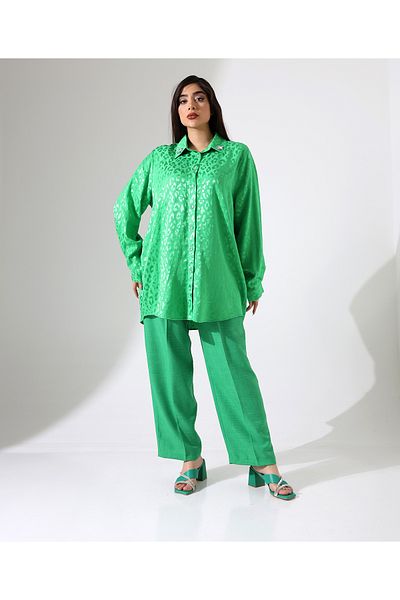 Fi'l Arz Fashion Satin Embroidery Sofia Linen Shirt Suit