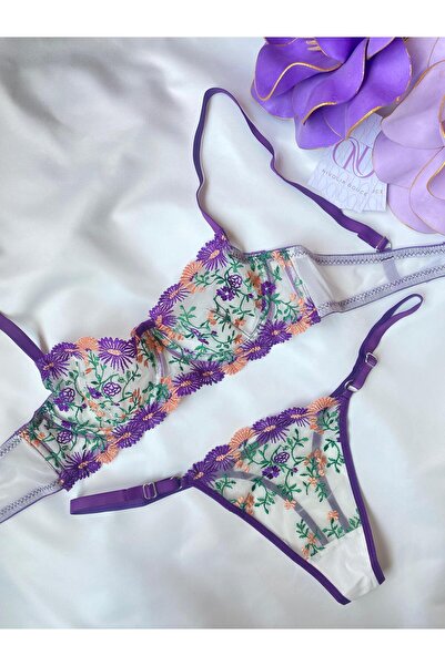 Nivolia Douce Mor Floral Bralet Takımı