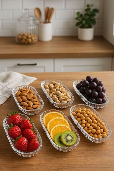 Kitchen Line 6 Pieces Fish Back Model 19 cm Boat Plate Snack Breakfast Fruit Presentation