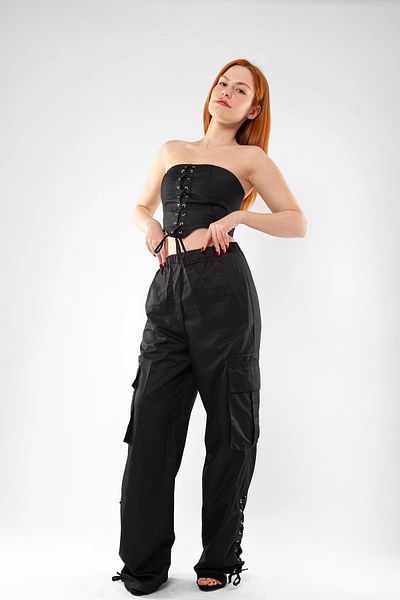 Bak Moda Black Bustier Suit with Binding Detail