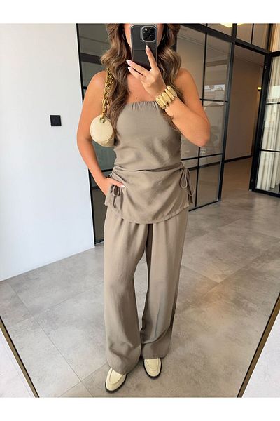 BB Bensu Buyruk Strapless Tight Khaki Suit