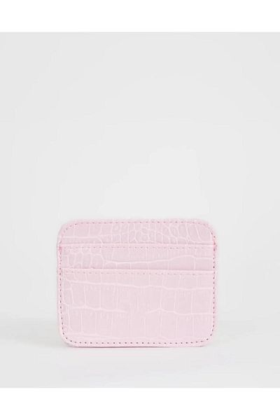 mlio Women's Pink Croco Faux Leather, 4 Card Holders and Coin Compartment, Card Holder