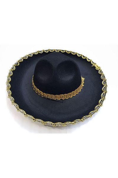 CONAHOME Mexican Mariachi Latin Hat with Gold Color Stripe 55 cm Children's