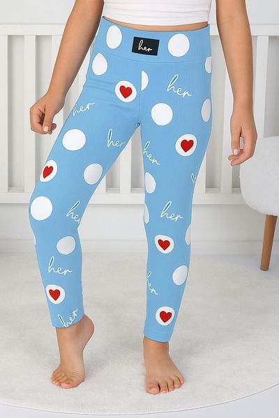 e-çocuk Leggings cu model inimă - 8001SB