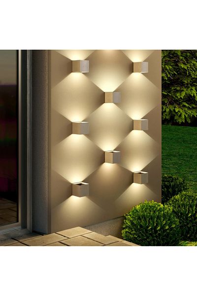 LUXXO LED Indoor/Outdoor Wall Light, IP65, Luce Grey, 2x6W, Grey
