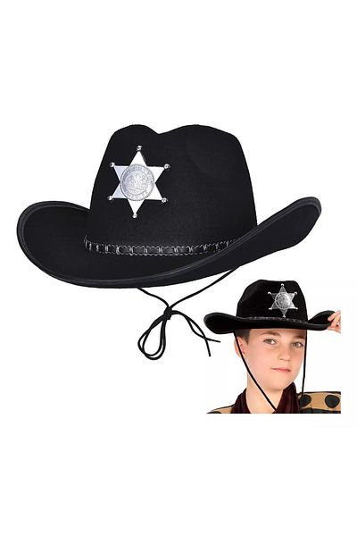 CONAHOME Cowboy Sheriff Hat Black 12 Pcs - Costume Party and Show Hat