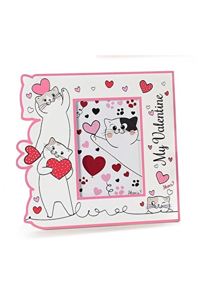 OEM Wooden Photo Frame My Valentine, White, with Cat