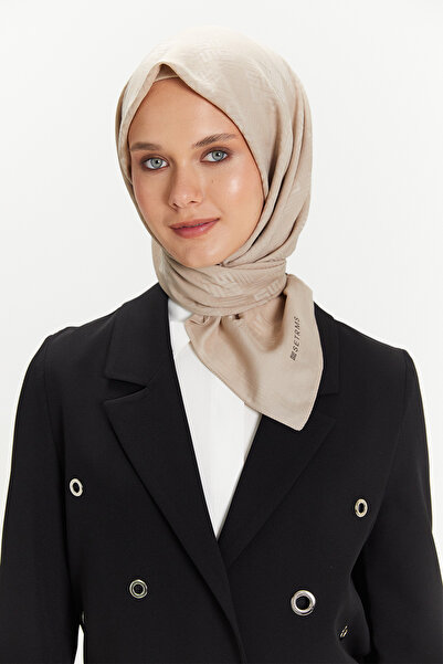 Setrms Logolu Kare Motifli Lyocell Eşarp
