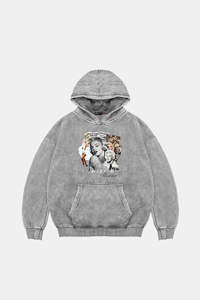 Bak Moda Marilyn Monroe Printed Women's Washable White Hoodie