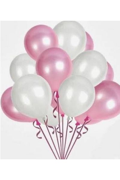 Çemrek Süs Parti Pearl White and Pearl Pink Metallic Balloon 12 Inch 20 Pcs