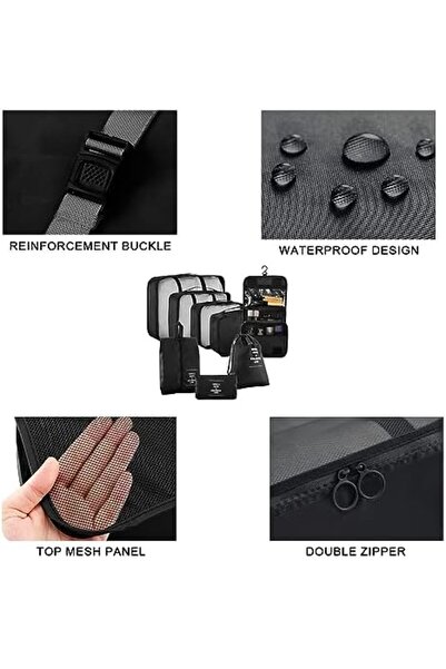 LIODUX Super Paraline 8 Pcs Set Travel Luggage Organizer Packing Cubes Waterproof Laundry Bag Compression S