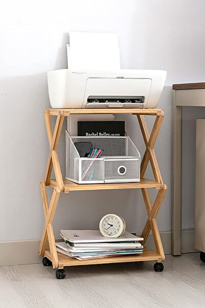 Digithome Bambu 3 Raflı Tekerlekli Sehpa Düzenleyici Raf Çok Amaçlı Organizer DB-0023