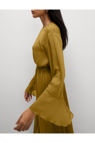 Marks & Spencer Fırfır Detaylı Uzun Katlı Elbise