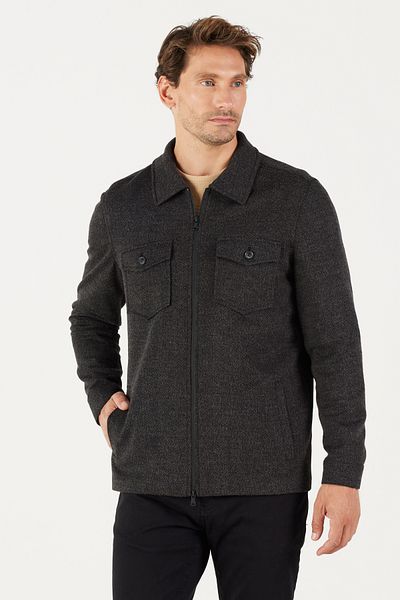 AC&Co / Altınyıldız Classics Men's Black Standard Fit Normal Cut Stand Collar Coat
