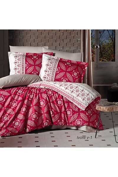 Pucioasa Satin Clasy King Size Bed Linen (Ivory V1)