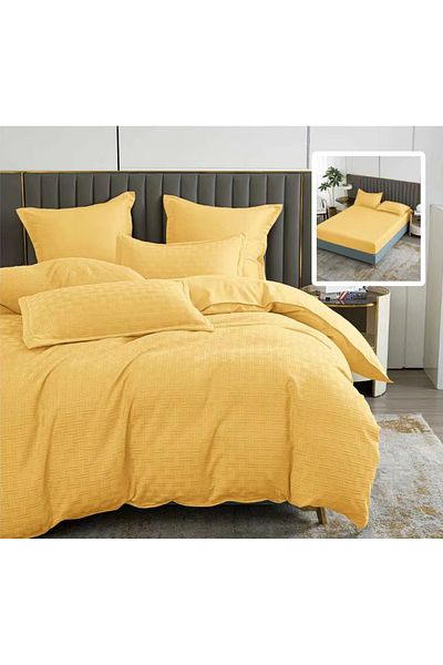 Pucioasa Natur Uni Stripe Bed Linen 6 Pieces With Cover (Yellow)