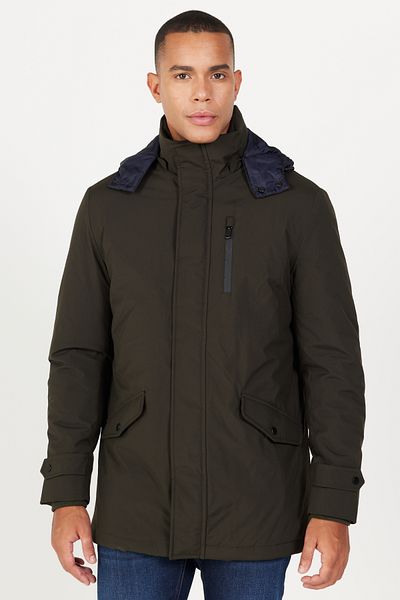 AC&Co / Altınyıldız Classics Men's Khaki Standard Fit Regular Cut Hooded Cold Proof Winter Coat