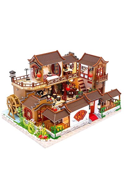 Toy Миниатюрна къща „Направи си сам“ - подробен азиатски модел, за ръчно изгр...