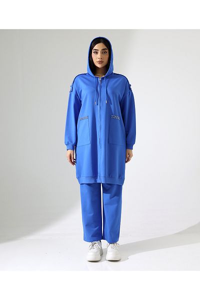 Fi'l Arz Fashion Pearl Hooded Sports Cotton Suit