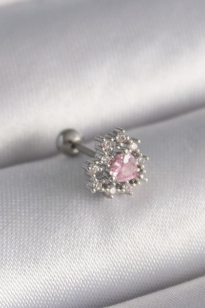 CONAHOME 316L Steel Silver Color Zircon Stone Heart Tragus Piercing - Tj-Pr1231