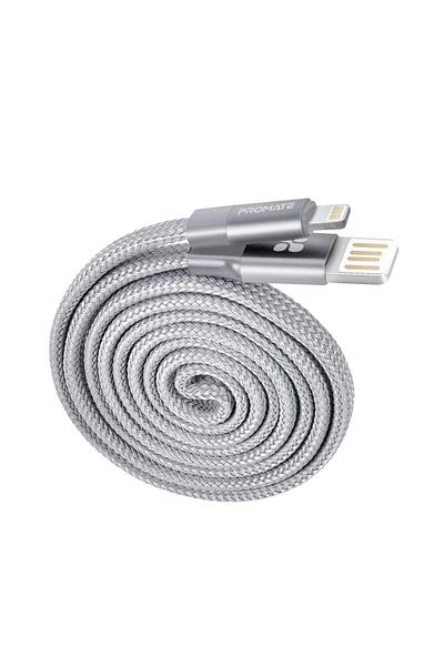 Promate Coiline-I Auto-Rolling Lightning Cable, 100 Cm Length, Grey
