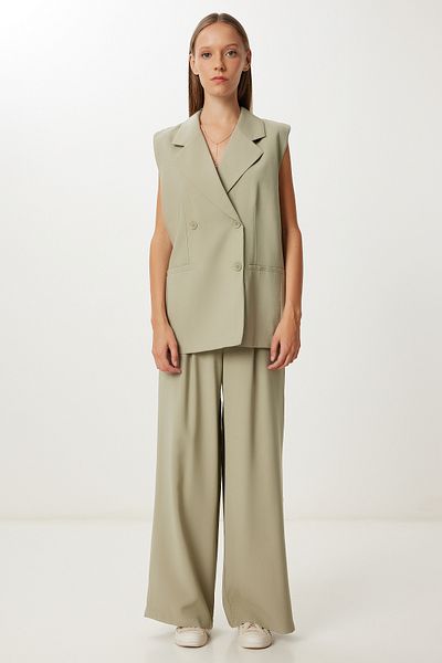 Lovelyİstanbul Woven Vest Pants Suit Lrv0118 Light Green