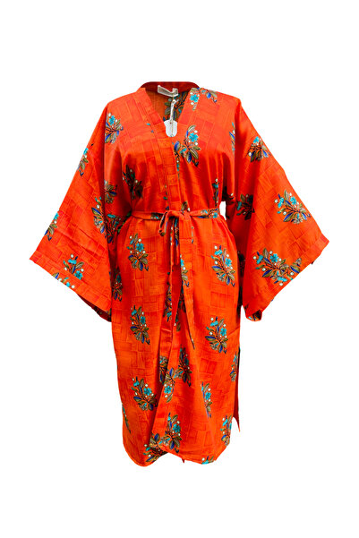 LİLA MARE İthal Hint Kumaşlı Handmade Beachwear Yazlık Kimono Standart Bedenl...