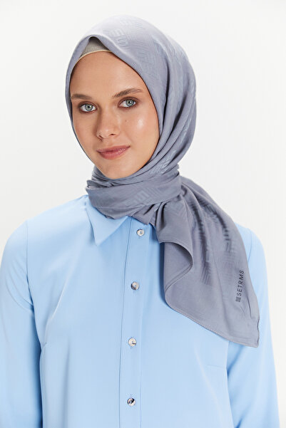 Setrms Logolu Kare Motifli Lyocell Eşarp