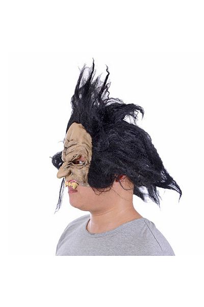 CONAHOME Latex Toothed Horror Mask Half Face with Hair