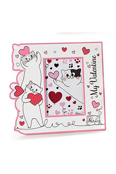 OEM Wooden Photo Frame My Valentine, White, with Cat