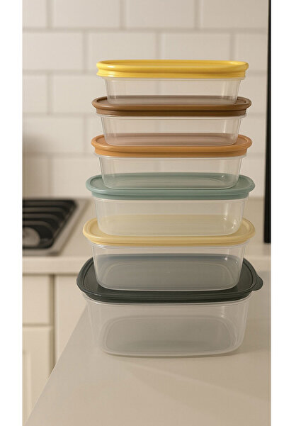 SİHİRLİ AYAKLAR Storage Container Pastel Color with Lid Nestable Leak Proof Storage Container Set of 6