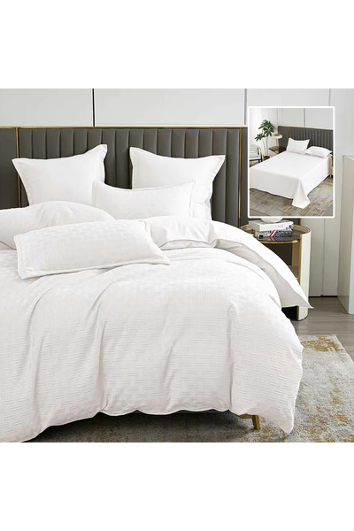 Pucioasa Natur Uni Stripe Bed Linen 6 Pieces With Sheet (White)