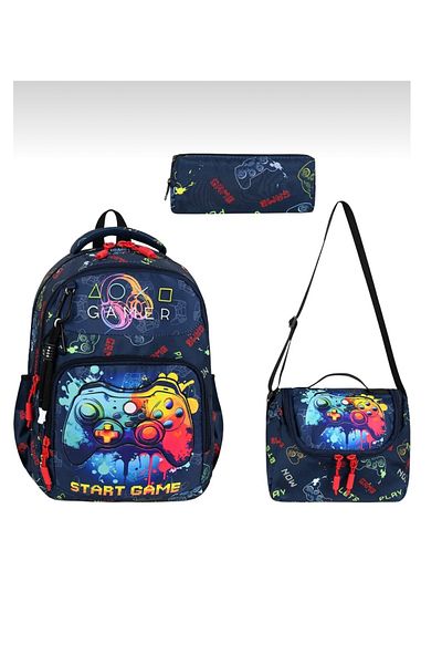 JOJO KIDS rucsac pentru școală primară squid game pentru băiat, set de 3, nutriție termică, suport stilou, geantă ortopedică