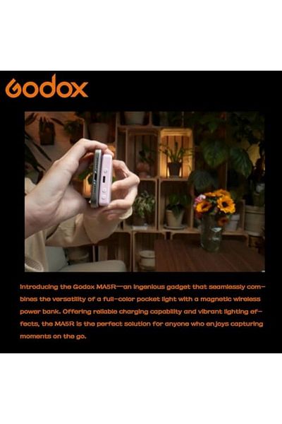 Godox 2-in-1 Phone Selfie Light & Magnetic Power Bank - RGB Mobile Photography light (MA5R Black)