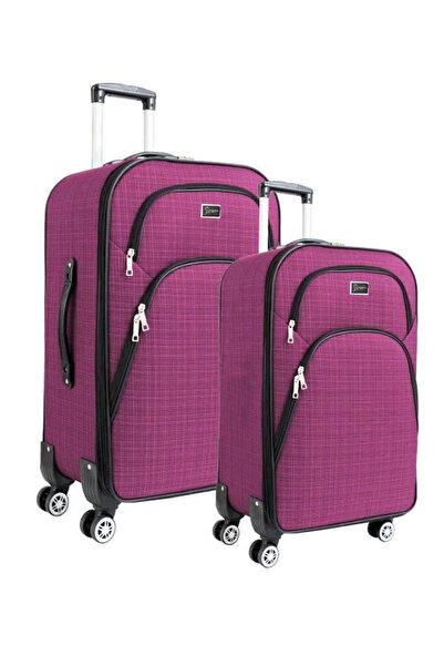 louisiana polo Orta ve Kabin Boy Valiz Seti 4 Teker Kumaş Valiz Pembe 1081