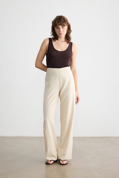 BE BLUE Natural Cotton Linen Palazzo Pants