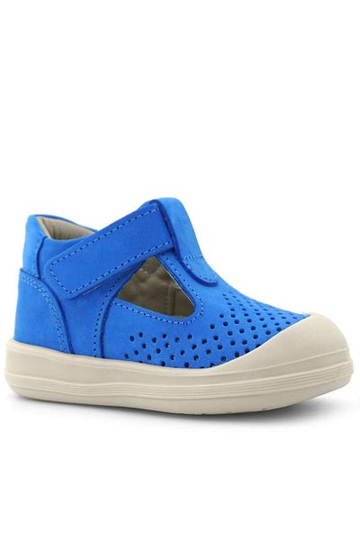 Rakerplus Shaun Genuine Leather Saks Blue Velcro Anatomical Baby Sandals
