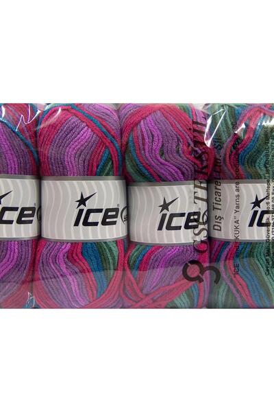 Ice yarns (4 قطع 100 جرام) مجموعة من 4 قطع من الأكريليك الفاخر من نايس بيبي باللون الأخضر،