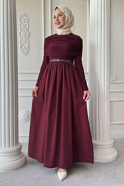 InStyle Κόκκινο φόρεμα Draped Sandy Cotton
